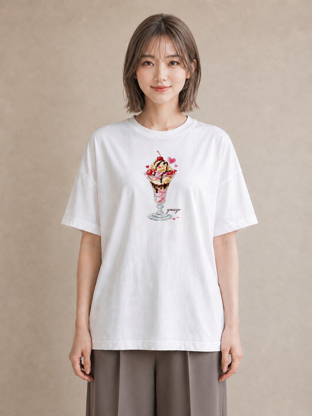 デザインTシャツ レディース ソフトクリーム 食べ物 フード イラスト きれいめ ルームウェア ギフト 白T