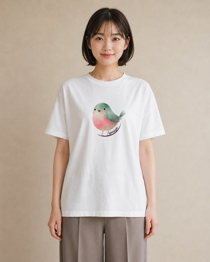 グラフィックTシャツ レディース コザクラインコ ペット 動物 イラスト 休日コーデ 送別ギフト 通勤 白T