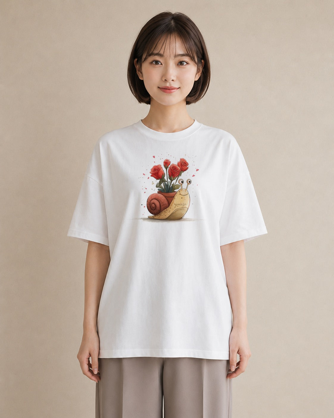 Tシャツ レディース かたつむり 昆虫 虫 イラスト ヴィンテージ風 女性向けギフト 散歩 白T