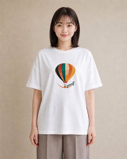 グラフィックTシャツ レディース 気球 星空 宇宙 イラスト 旅行コーデ 部屋着 女性向けギフト 白T