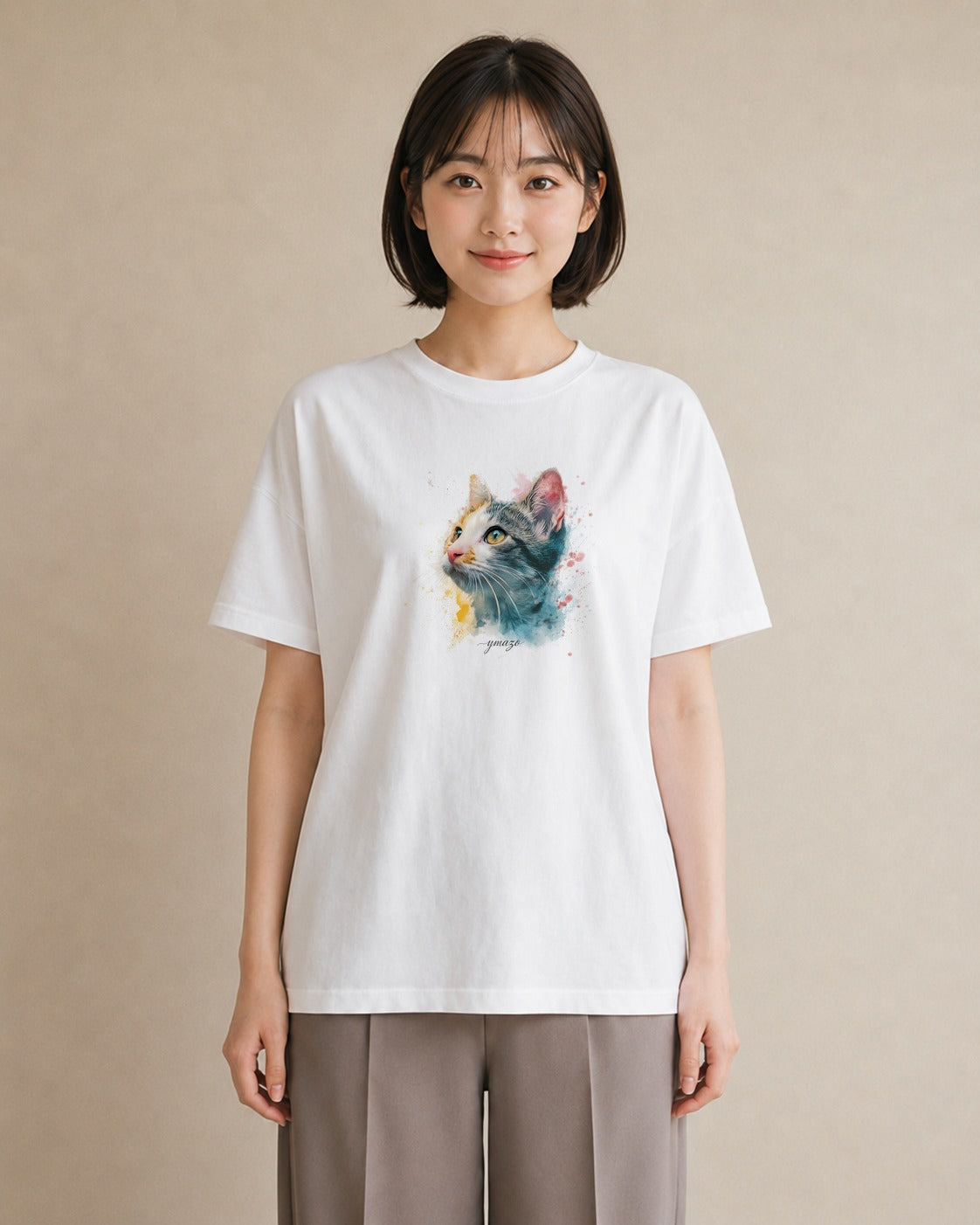 デザインTシャツ レディース スフィンクス 猫 ねこ イラスト 北欧風 旅行 母娘コーデ 白T