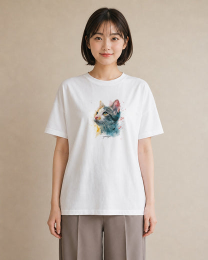 デザインTシャツ レディース スフィンクス 猫 ねこ イラスト 北欧風 旅行 母娘コーデ 白T