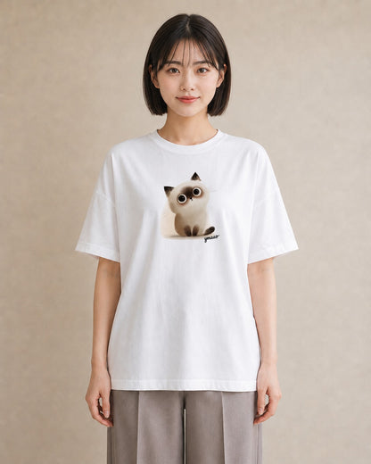 プリントTシャツ レディース ラグドール 猫 ねこ イラスト 普段使い 普段着 週末コーデ 白T