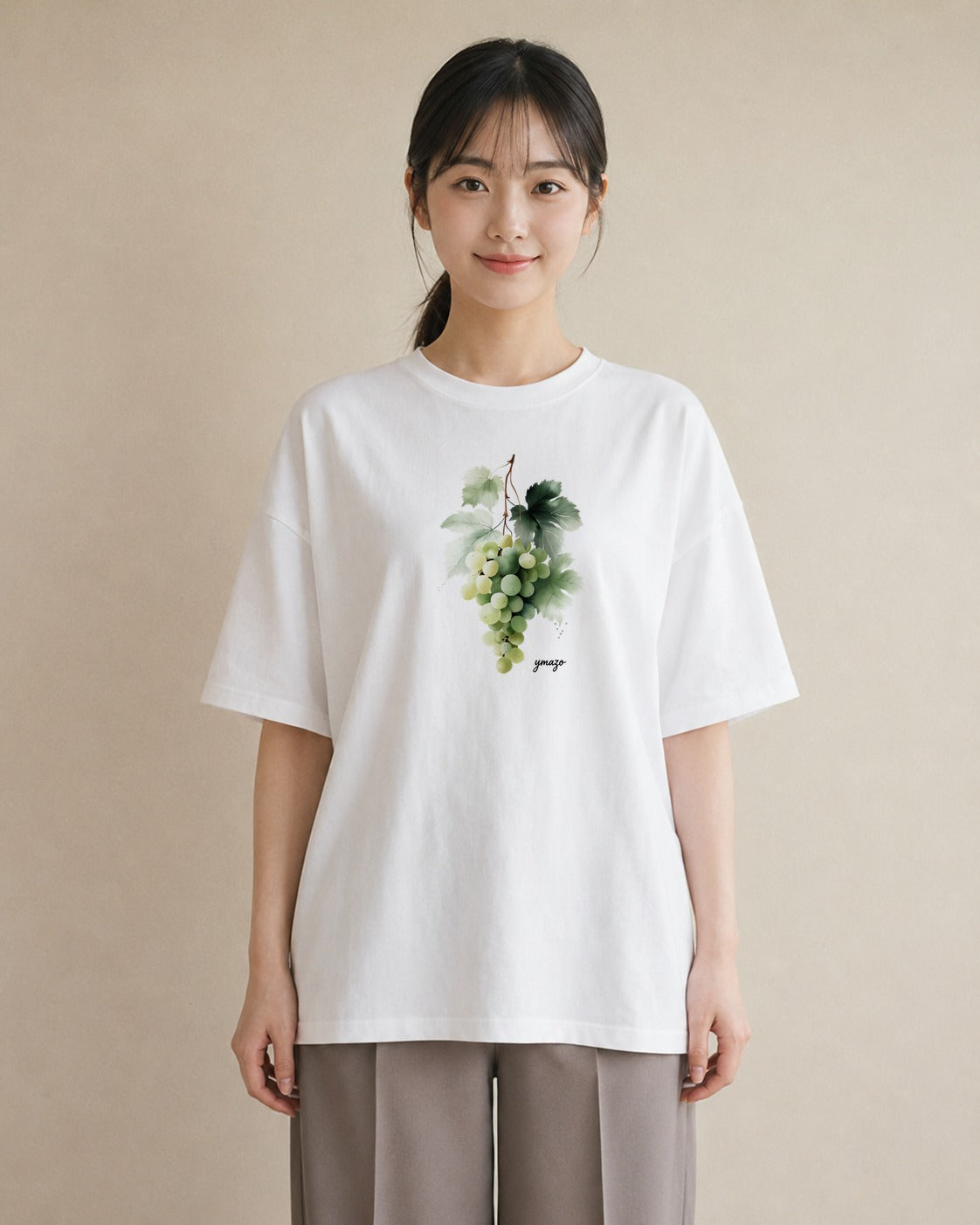 半袖Tシャツ レディース ぶどう 葡萄 食べ物 フード イラスト 個性的 ギフト 母の日 白T