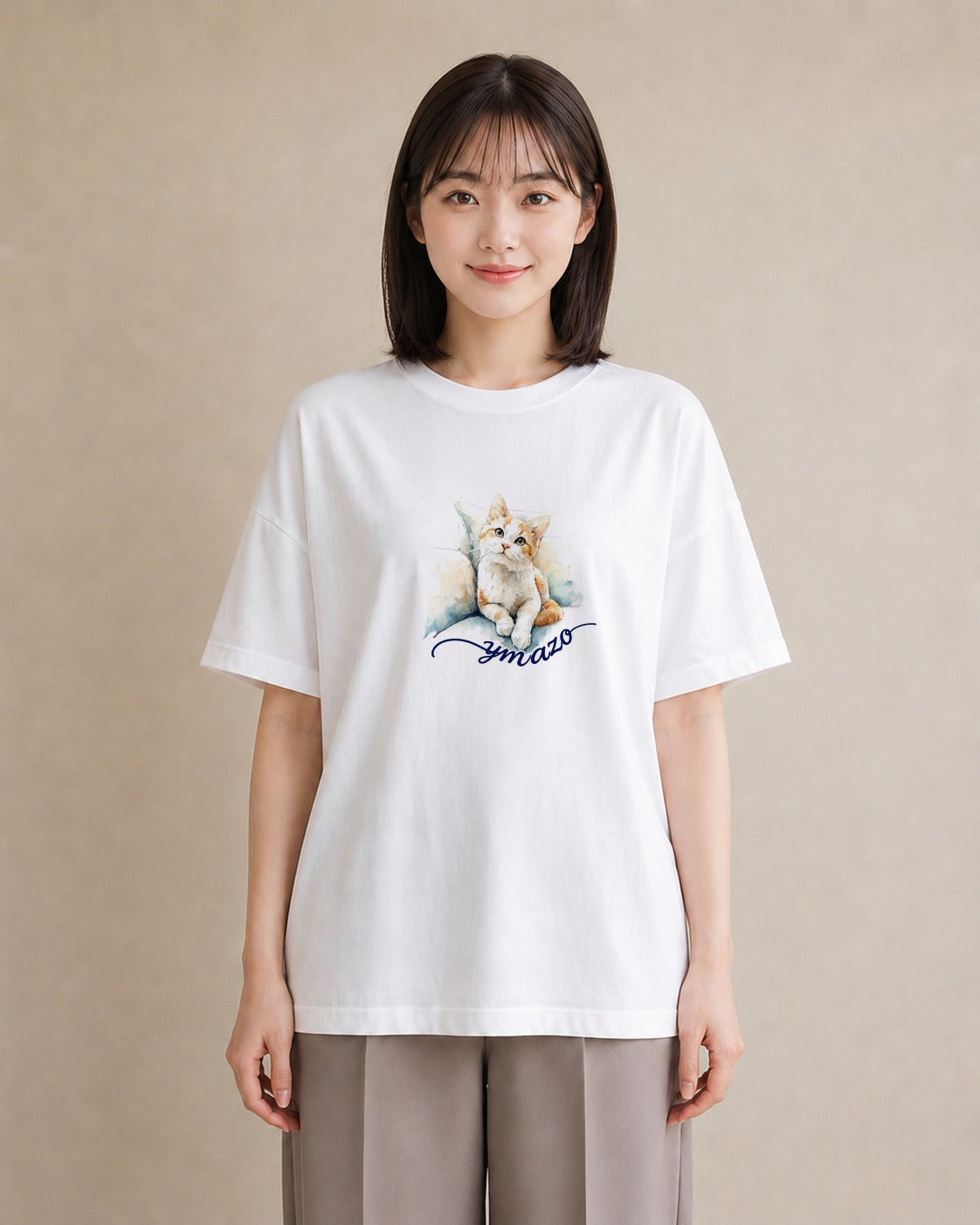 グラフィックTシャツ レディース ぶち猫 猫 ねこ イラスト シック クリスマス 旅行 白T