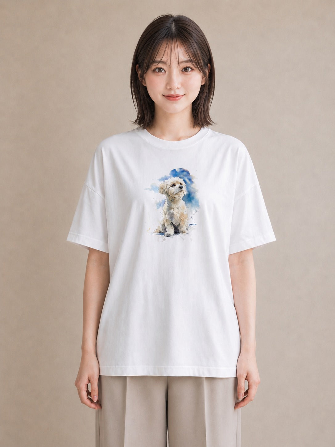 グラフィックTシャツ レディース 犬好き 犬 いぬ イラスト 可愛い 自分用 ルームウェア 白T