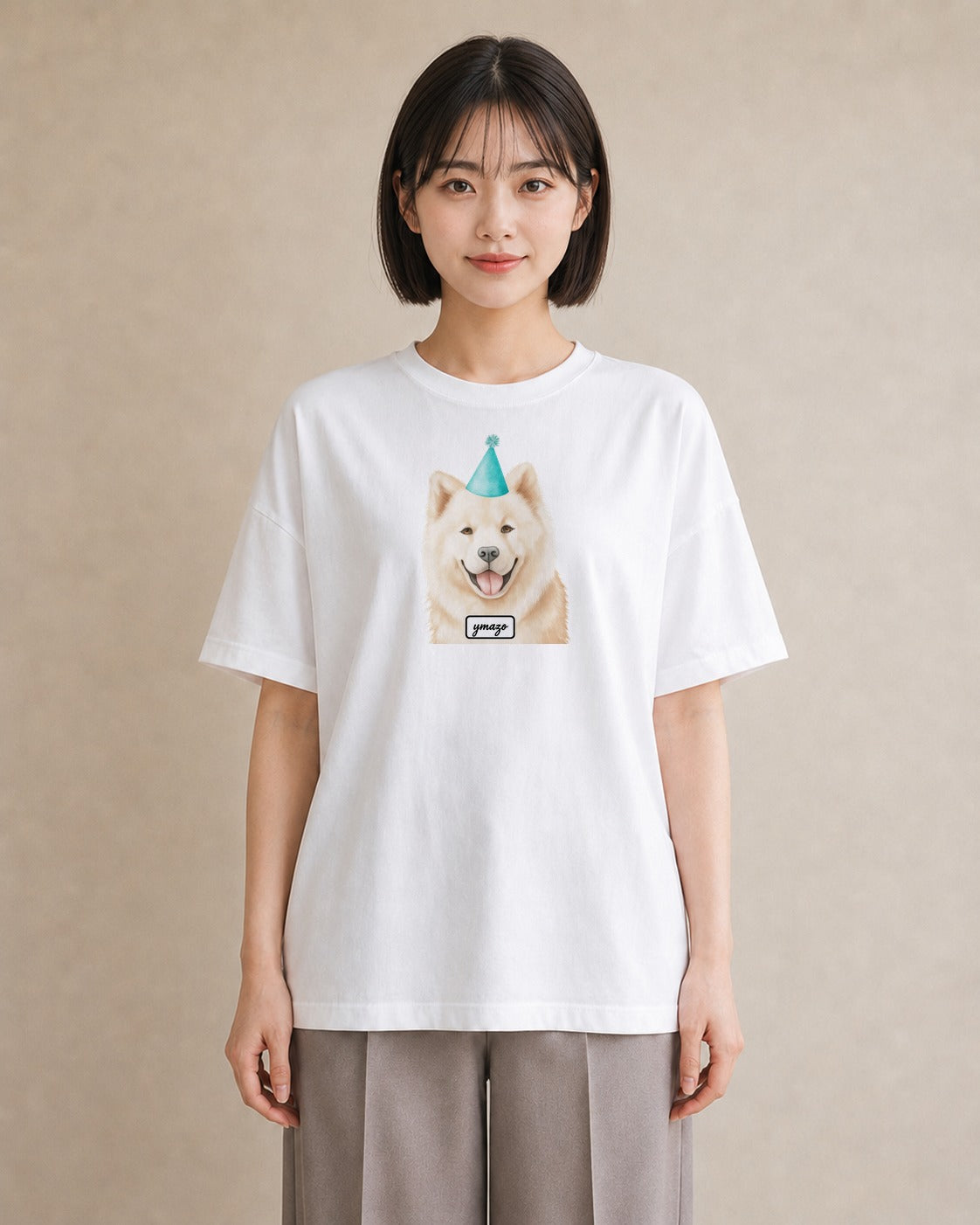 プリントTシャツ レディース サモエド 犬 いぬ イラスト ラフ 週末コーデ 敬老の日 白T
