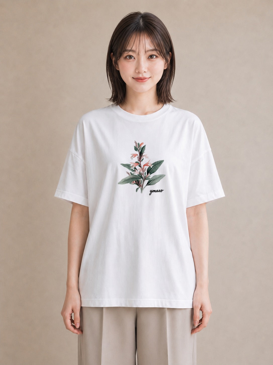 Tシャツ レディース 金木犀 花 花柄 イラスト ラフ カフェ服 クリスマス 白T