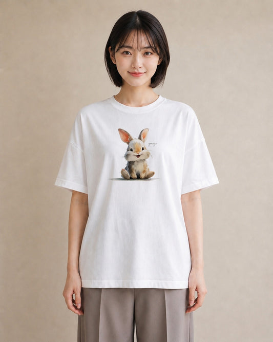 Tシャツ レディース ロップイヤー ペット 動物 イラスト 個性的 部屋着 女性向けギフト 白T