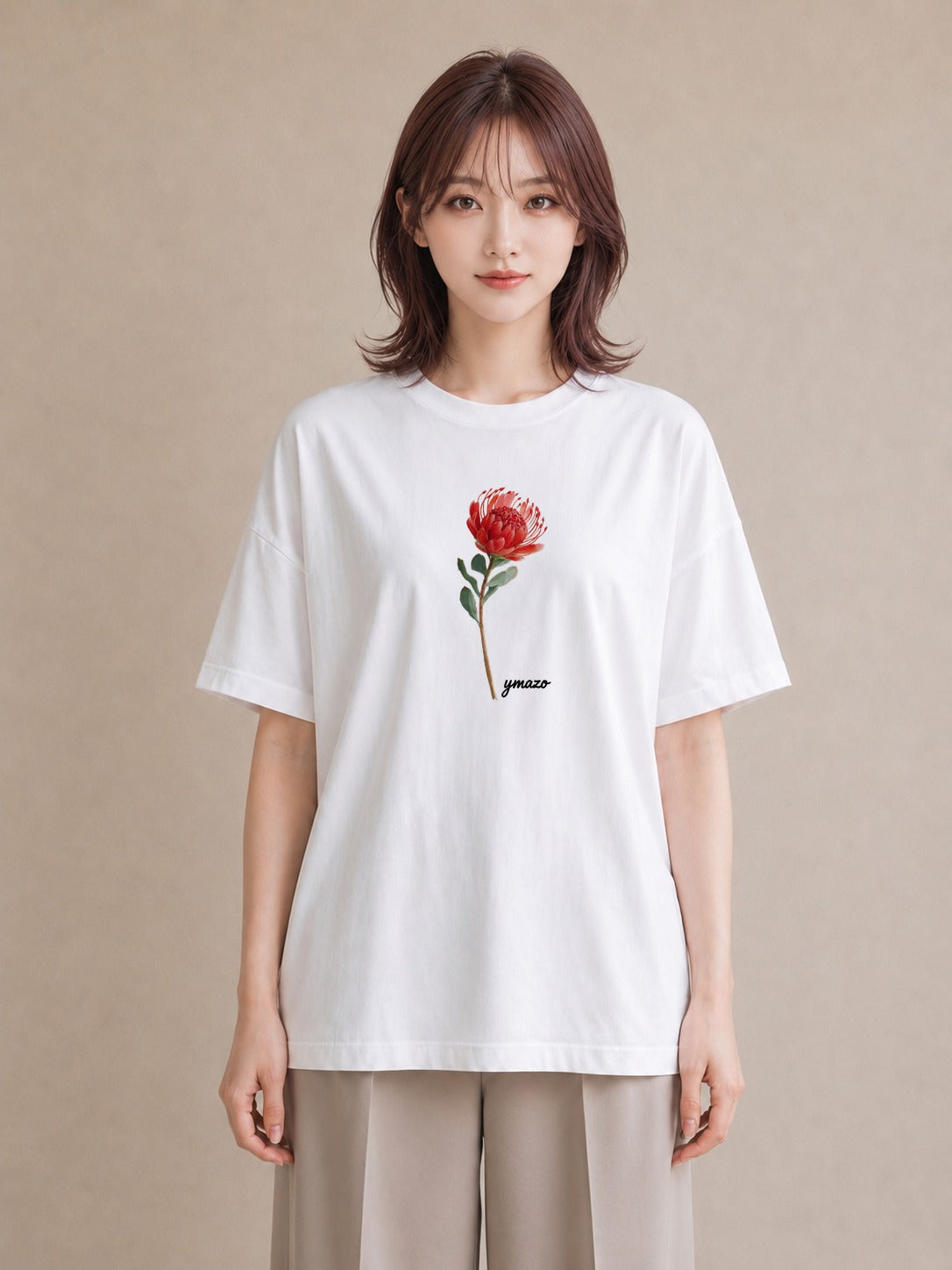 半袖Tシャツ レディース ポスト 野の花 レトロ ナチュラル アンティーク イラスト 上品 休日 ペアコーデ 白T