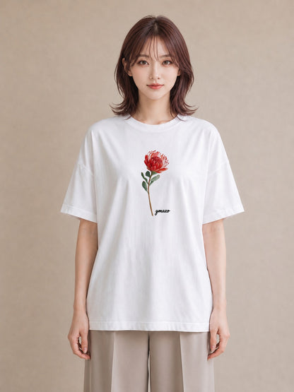 半袖Tシャツ レディース ポスト 野の花 レトロ ナチュラル アンティーク イラスト 上品 休日 ペアコーデ 白T