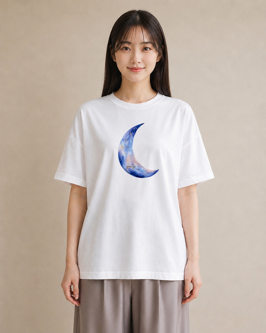 半袖Tシャツ レディース 山羊座 星空 宇宙 イラスト ナチュラル 20代 カジュアルコーデ 白T