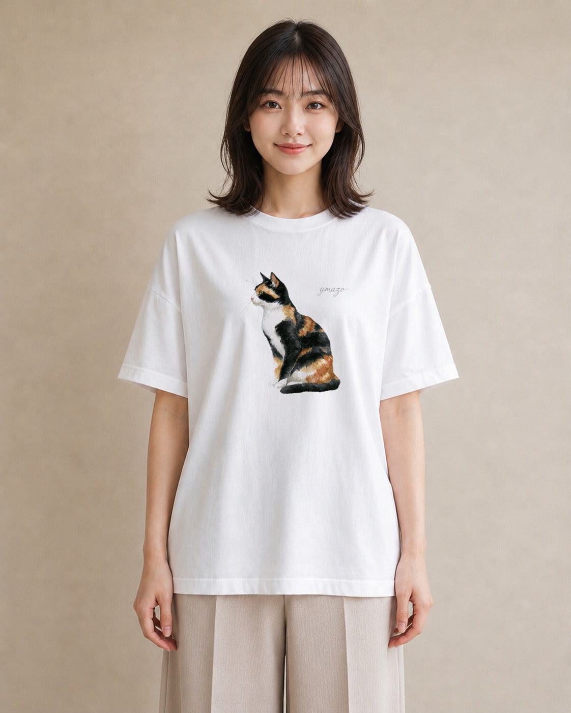 プリントTシャツ レディース シャム 猫 ねこ イラスト 韓国風 カジュアルコーデ 買い物 白T
