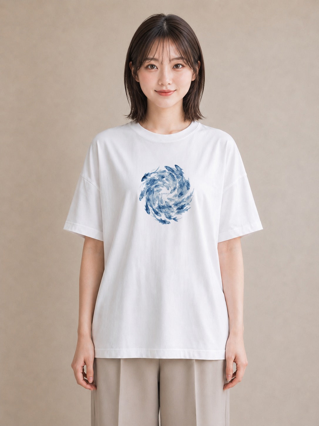 Tシャツ レディース グッピー ペット 動物 イラスト ヴィンテージ風 カジュアルコーデ 買い物 白T