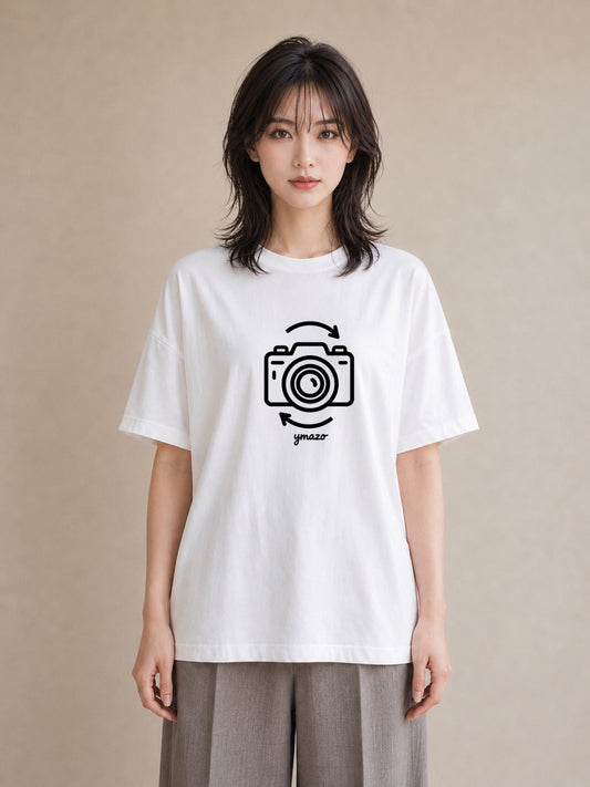 グラフィックTシャツ レディース カメラ フィルムカメラ レトロカメラ イラスト 個性的 海 カフェ巡り 白T