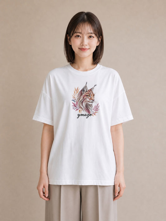 グラフィックTシャツ レディース メインクーン 猫 ねこ イラスト カジュアル 買い物 夏コーデ 白T