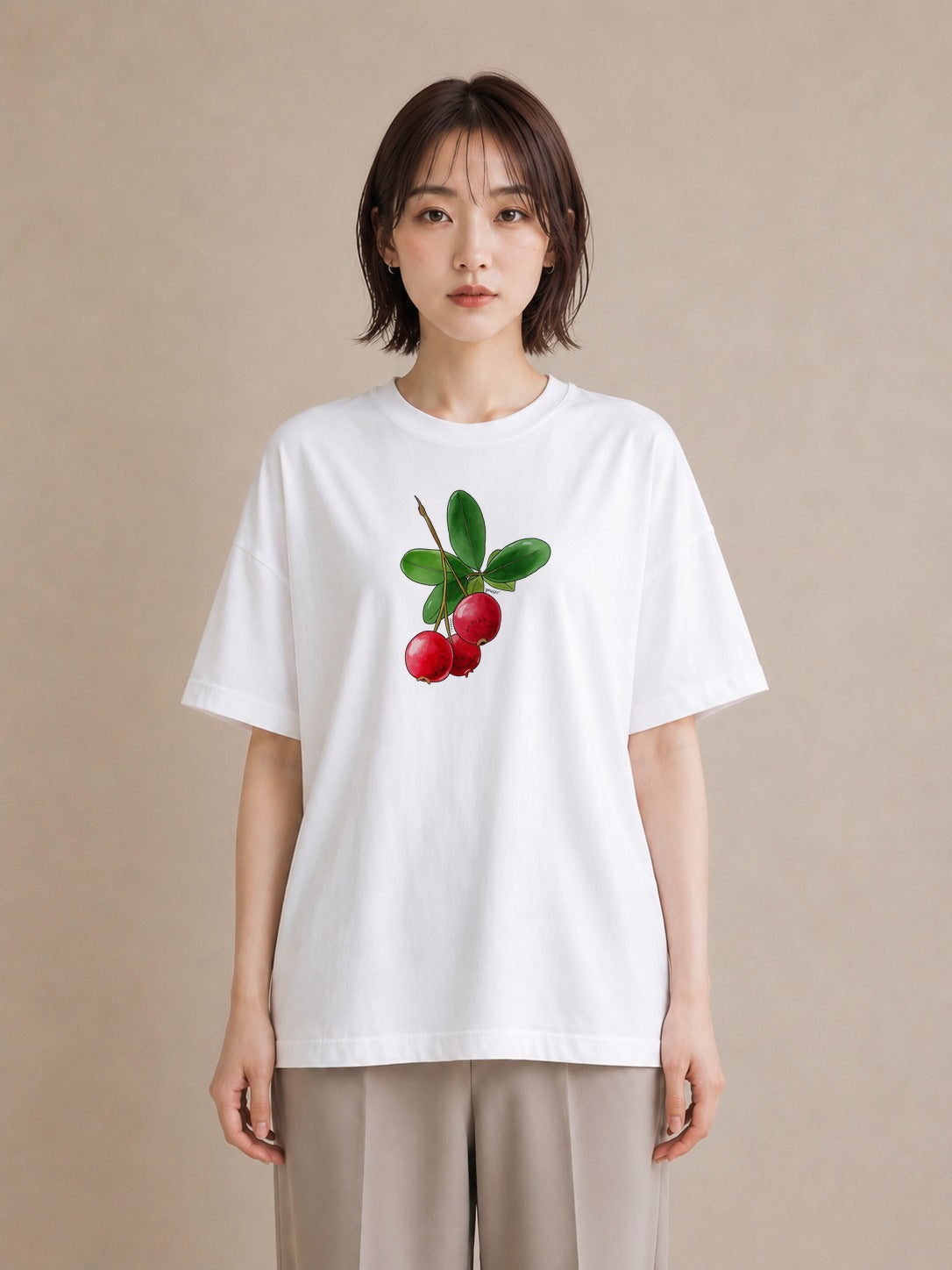 グラフィックTシャツ レディース さくらんぼ チェリー 食べ物 フード イラスト きれいめカジュアル デート 帰省 白T