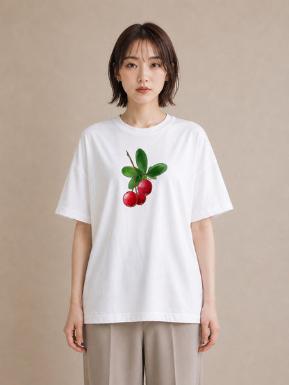 グラフィックTシャツ レディース さくらんぼ チェリー 食べ物 フード イラスト きれいめカジュアル デート 帰省 白T