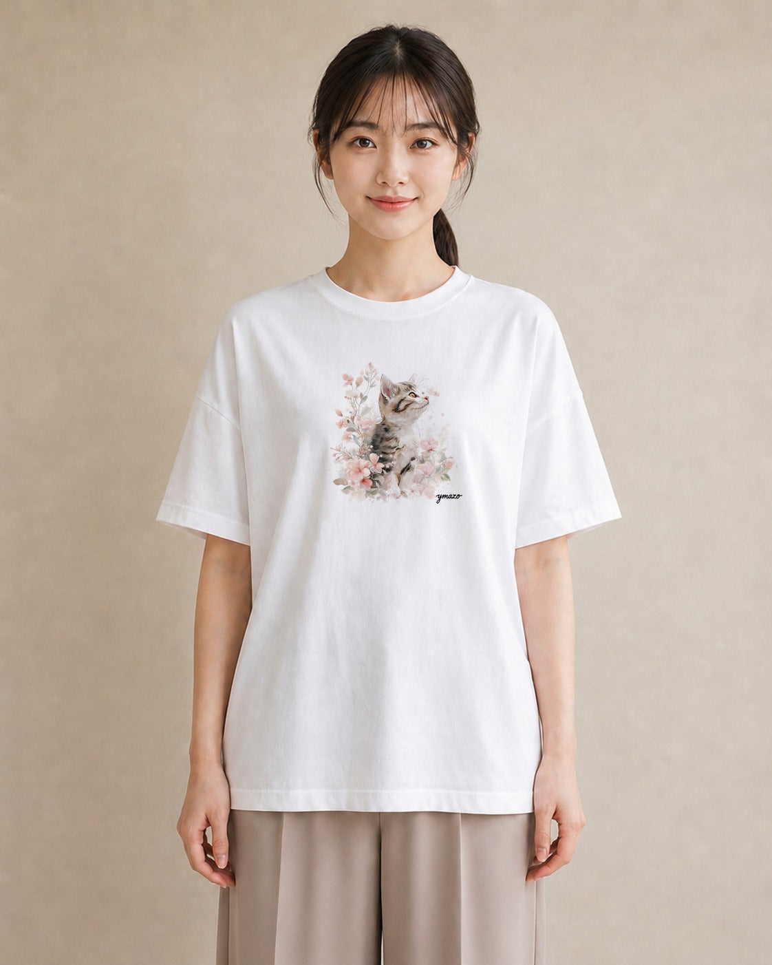 プリントTシャツ レディース ねこ 猫 ネコ イラスト 休日コーデ 友達ギフト 部屋着 白T