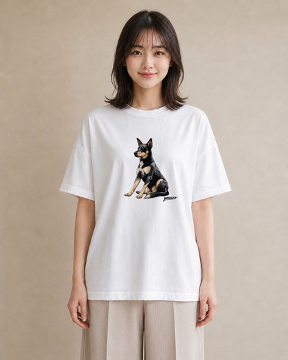 グラフィックTシャツ レディース 老犬 犬 いぬ イラスト 淡色 クリスマス 旅行 白T