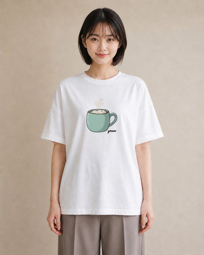 Tシャツ レディース 抹茶 食べ物 フード イラスト ママ カフェ服 白T