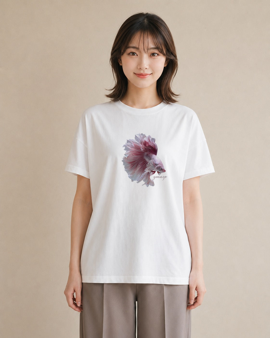 Tシャツ レディース ベタ ペット 動物 イラスト 旅行コーデ 送別ギフト 通勤 白T