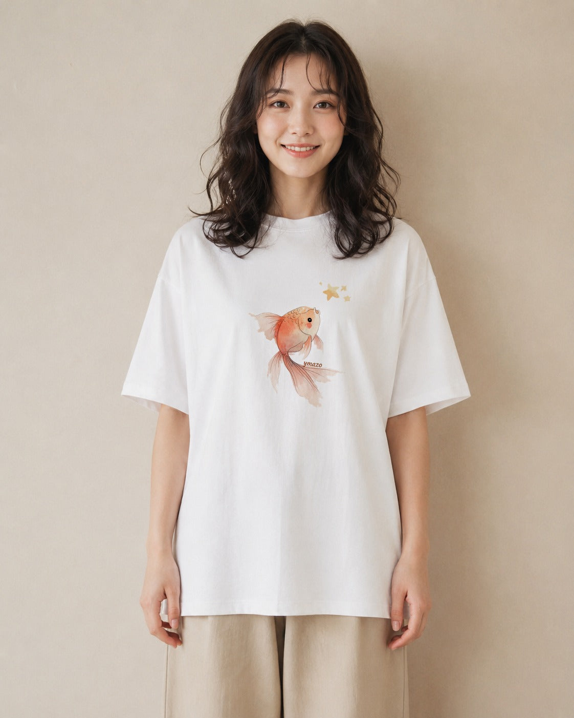 半袖Tシャツ レディース 流れ星 星空 宇宙 イラスト 水彩風 20代 カジュアルコーデ 白T