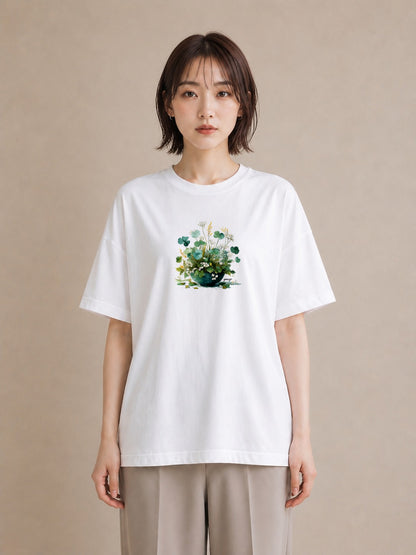 半袖Tシャツ レディース ハーブ 植物 ボタニカル イラスト ゆるコーデ レイヤード 友達ギフト 白T