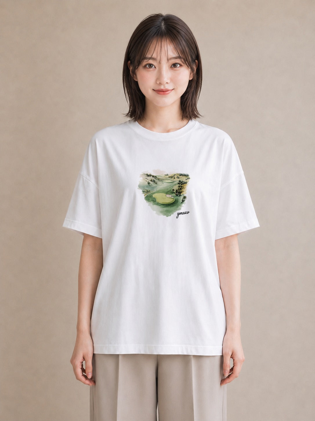 プリントTシャツ レディース 芝生 植物 ボタニカル イラスト 普段使い 週末コーデ 敬老の日 白T