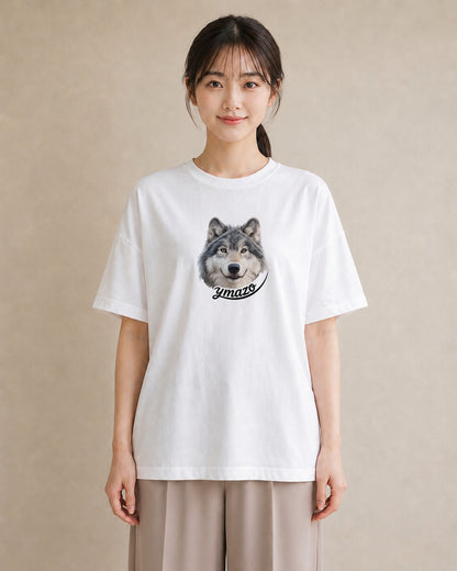 プリントTシャツ レディース シベリアンハスキー 犬 いぬ イラスト 北欧風 綿100 デート 白T