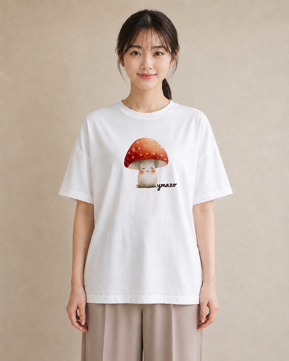 半袖Tシャツ レディース 傘 水たまり 雨 ナチュラル アンティーク イラスト 手描き風 女性 旅行用 白T