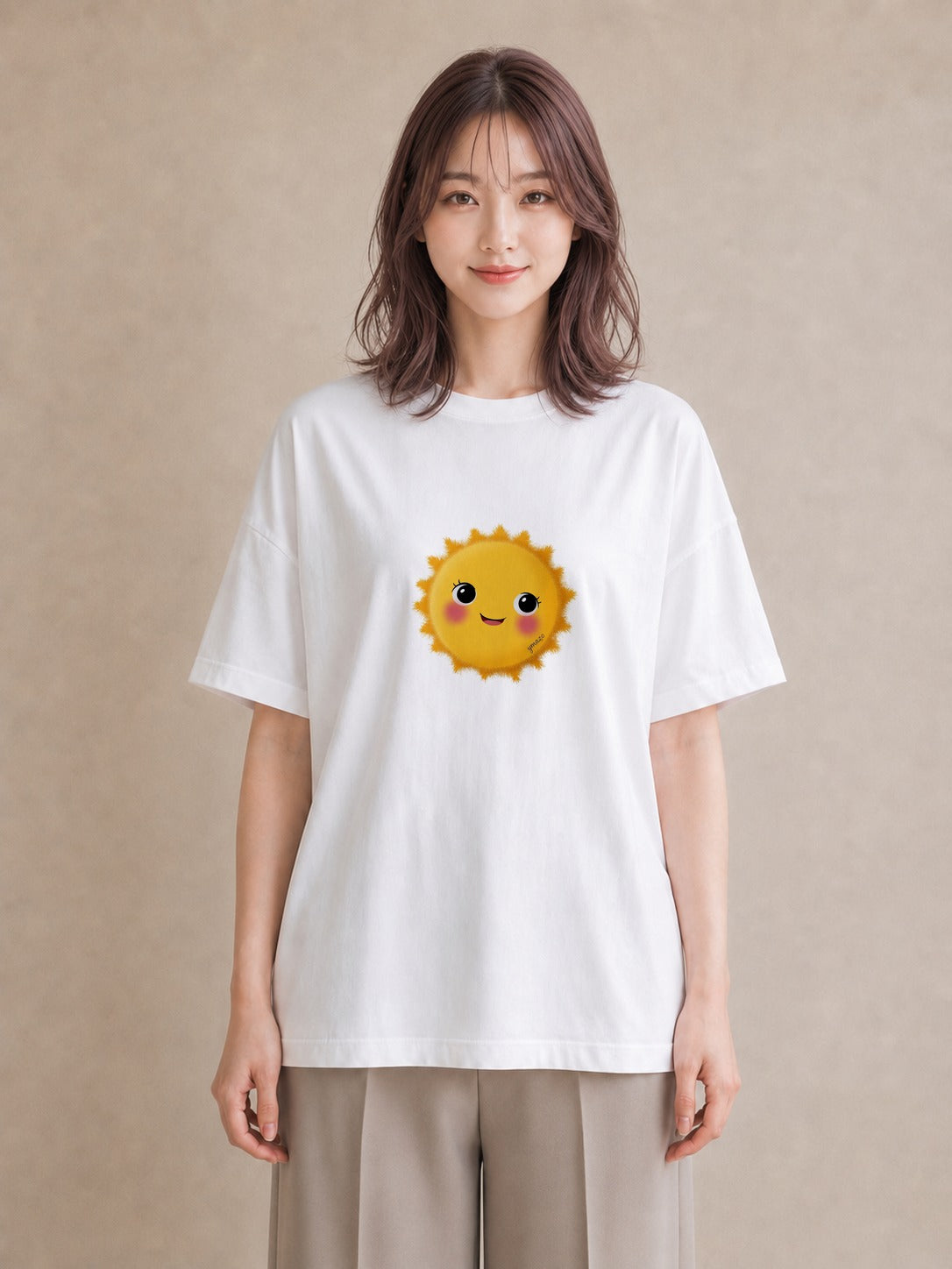 半袖Tシャツ レディース 太陽 星空 宇宙 イラスト 水彩風 普段着 週末コーデ 白T