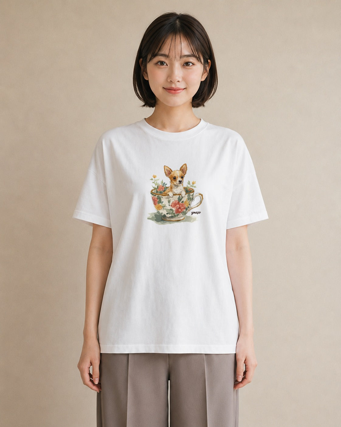 Tシャツ レディース チワワ 犬 いぬ イラスト お出かけ 普段着 白T