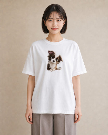 Tシャツ レディース わんちゃん 犬 いぬ イラスト シンプル 女性 旅行用 白T