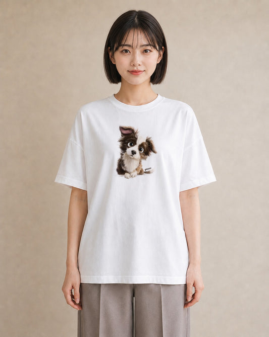 Tシャツ レディース わんちゃん 犬 いぬ イラスト シンプル 女性 旅行用 白T