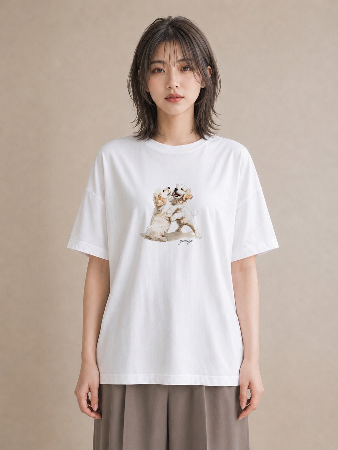 グラフィックTシャツ レディース ゴールデンレトリバー ゴールデン 犬 いぬ イラスト 通勤 在宅 白T