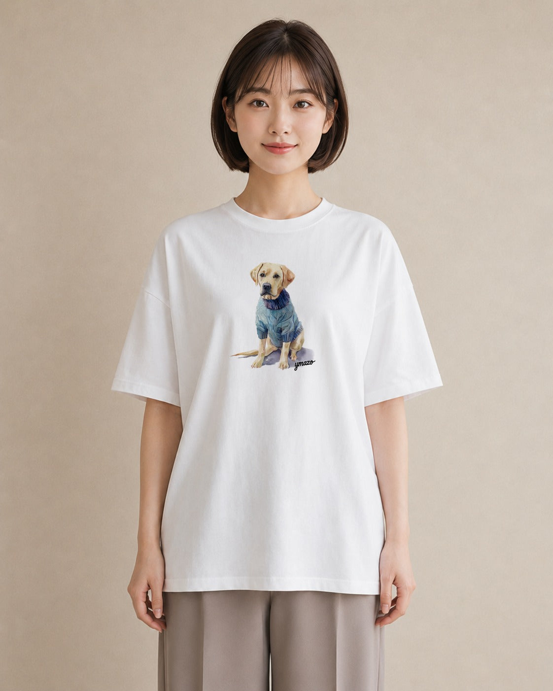 デザインTシャツ レディース 犬好き 犬 いぬ イラスト レトロ 親子 20代 白T