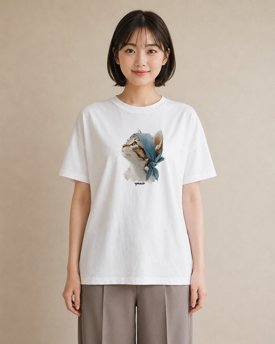 デザインTシャツ レディース 愛猫 猫 ねこ イラスト ボタニカル レイヤード 友達ギフト 白T