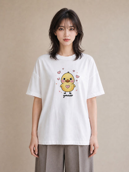 デザインTシャツ レディース アヒル 動物 アニマル イラスト レトロ 休日 ペアコーデ 白T