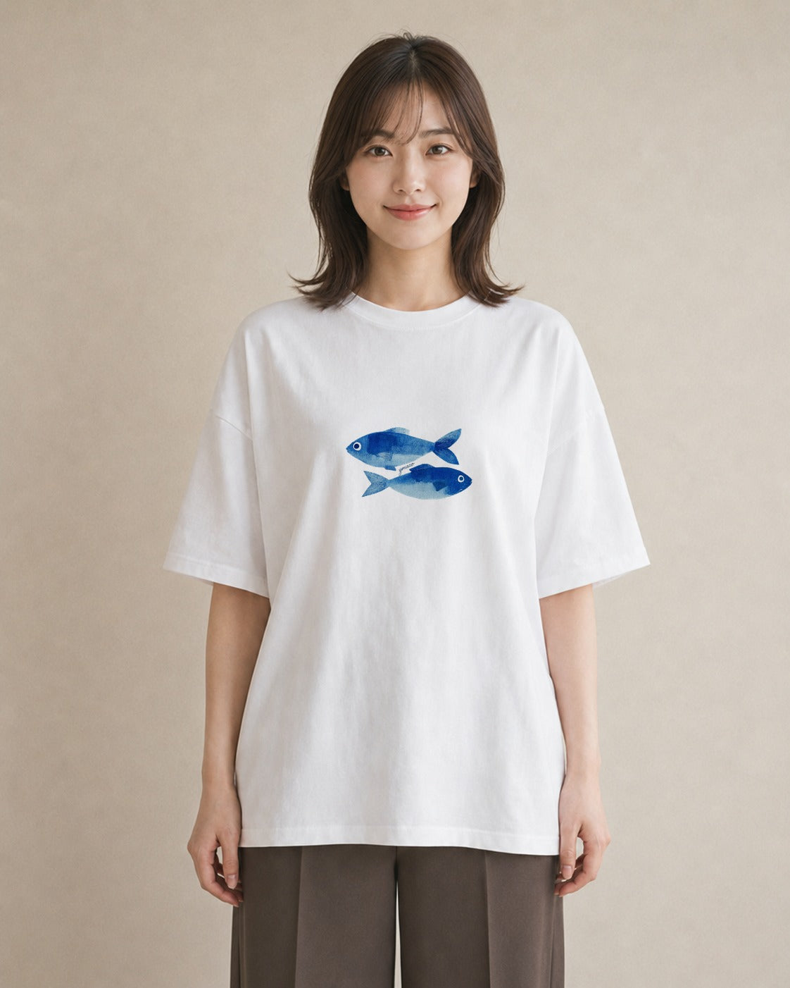 グラフィックTシャツ レディース メダカ ペット 動物 イラスト ラフカジュアル カフェ巡り 女子会 白T