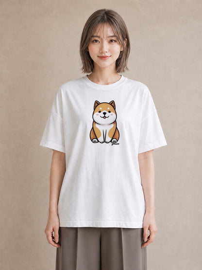 半袖Tシャツ レディース 柴犬 しばいぬ 犬 いぬ イラスト レトロ デイリーウェア 休日 白T