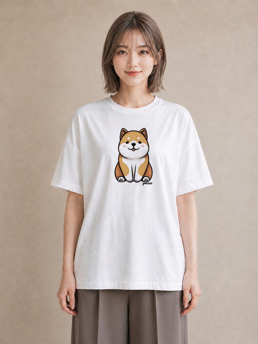 半袖Tシャツ レディース 柴犬 しばいぬ 犬 いぬ イラスト レトロ デイリーウェア 休日 白T