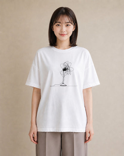 プリントTシャツ レディース 扇子 そよ風 ナチュラル アンティーク イラスト 女性向けギフト 散歩 白T
