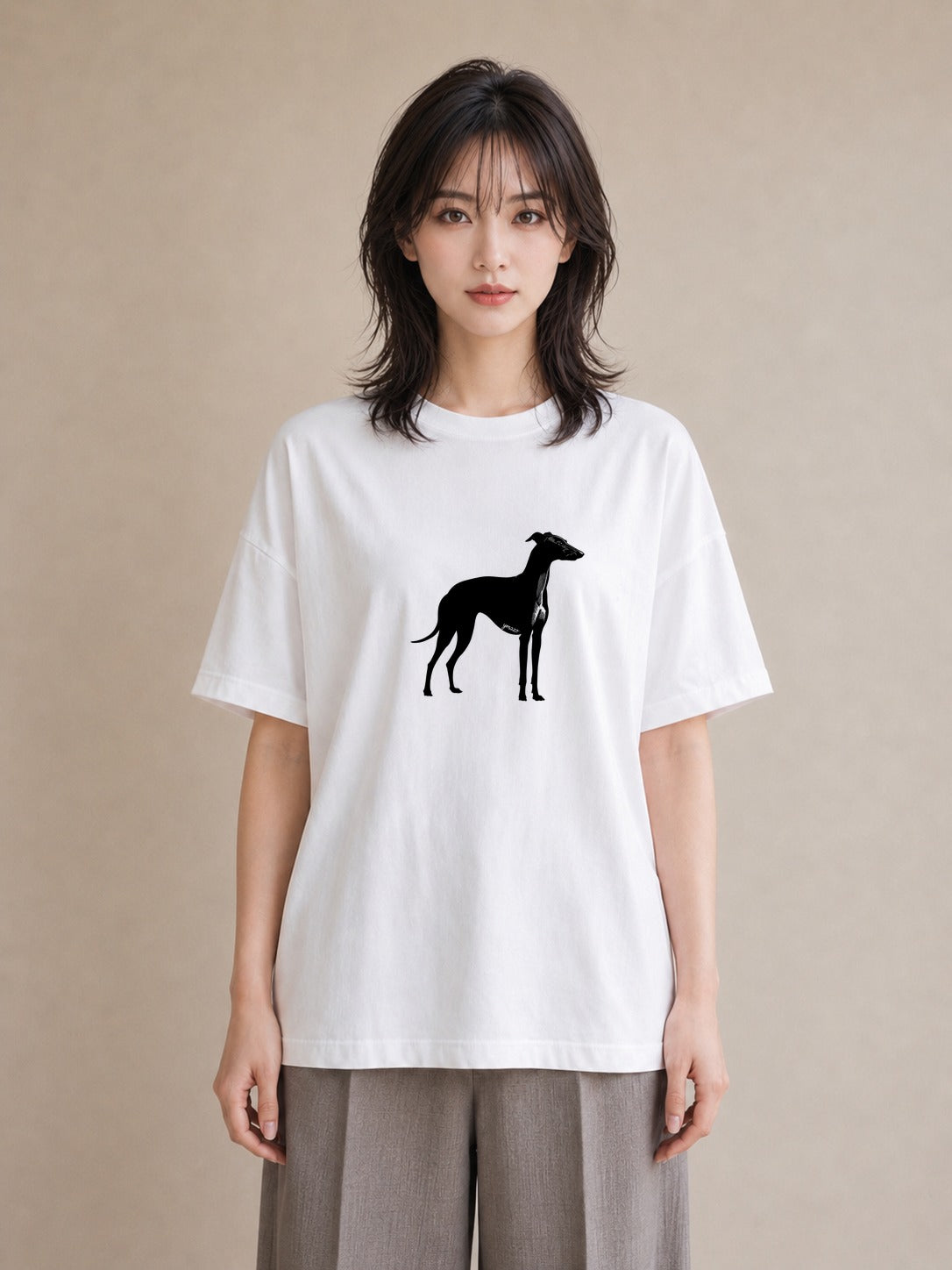 半袖Tシャツ レディース イタリアングレーハウンド 犬 いぬ イラスト アート風 ビーチ デイリーウェア 白T