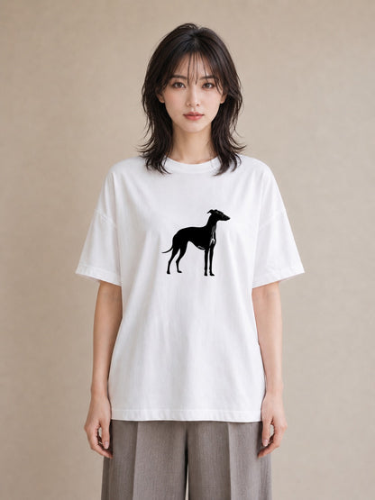 半袖Tシャツ レディース イタリアングレーハウンド 犬 いぬ イラスト アート風 ビーチ デイリーウェア 白T