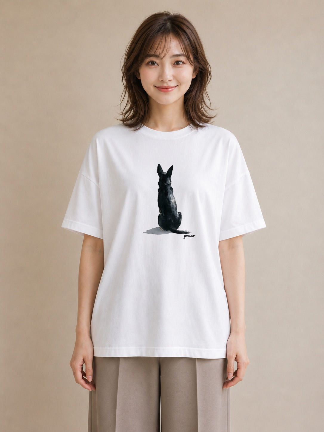 半袖Tシャツ レディース ジャーマンシェパード 犬 いぬ イラスト お洒落 社会人 女性 白T