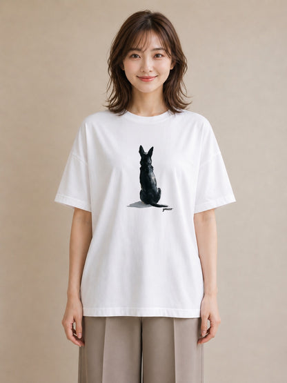 半袖Tシャツ レディース ジャーマンシェパード 犬 いぬ イラスト お洒落 社会人 女性 白T