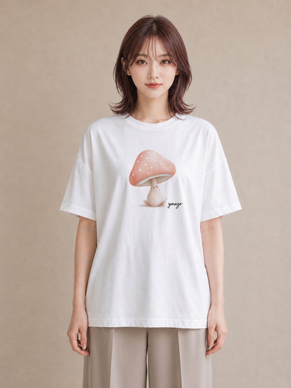 半袖Tシャツ レディース きのこ 植物 ボタニカル イラスト ギフト 母の日 白T