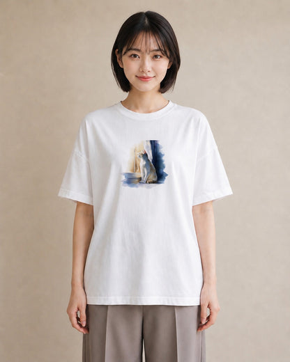 Tシャツ レディース シャム柄 猫 ねこ イラスト ポップ 普段着 週末コーデ 白T
