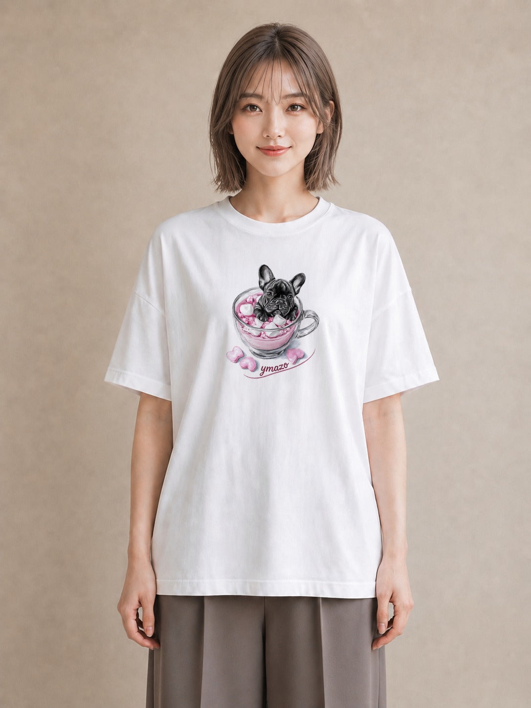Tシャツ レディース フレンチブルドッグ フレブル 犬 いぬ イラスト レトロ 週末コーデ 敬老の日 白T